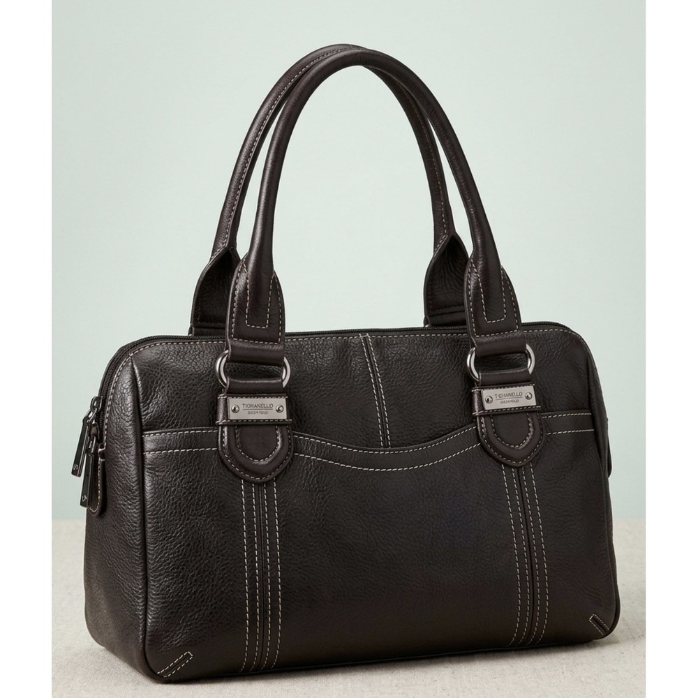 Tignanello Handbag Brownish Black Genuine Leather Purse Tote